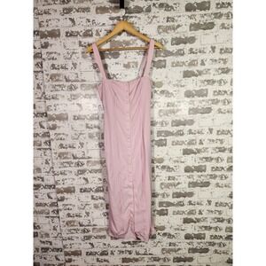 Oh Polly Midi Sundress Size 6 Pink Button Up Coquette Garden Party Cottagecore